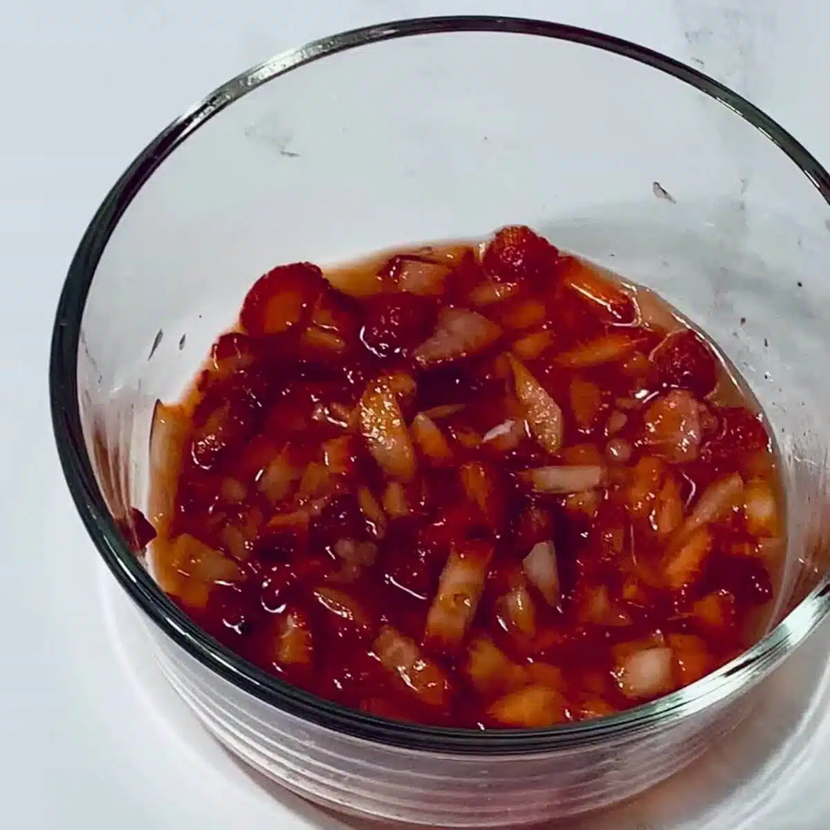 Making homemade healthy strawberry shortcake.