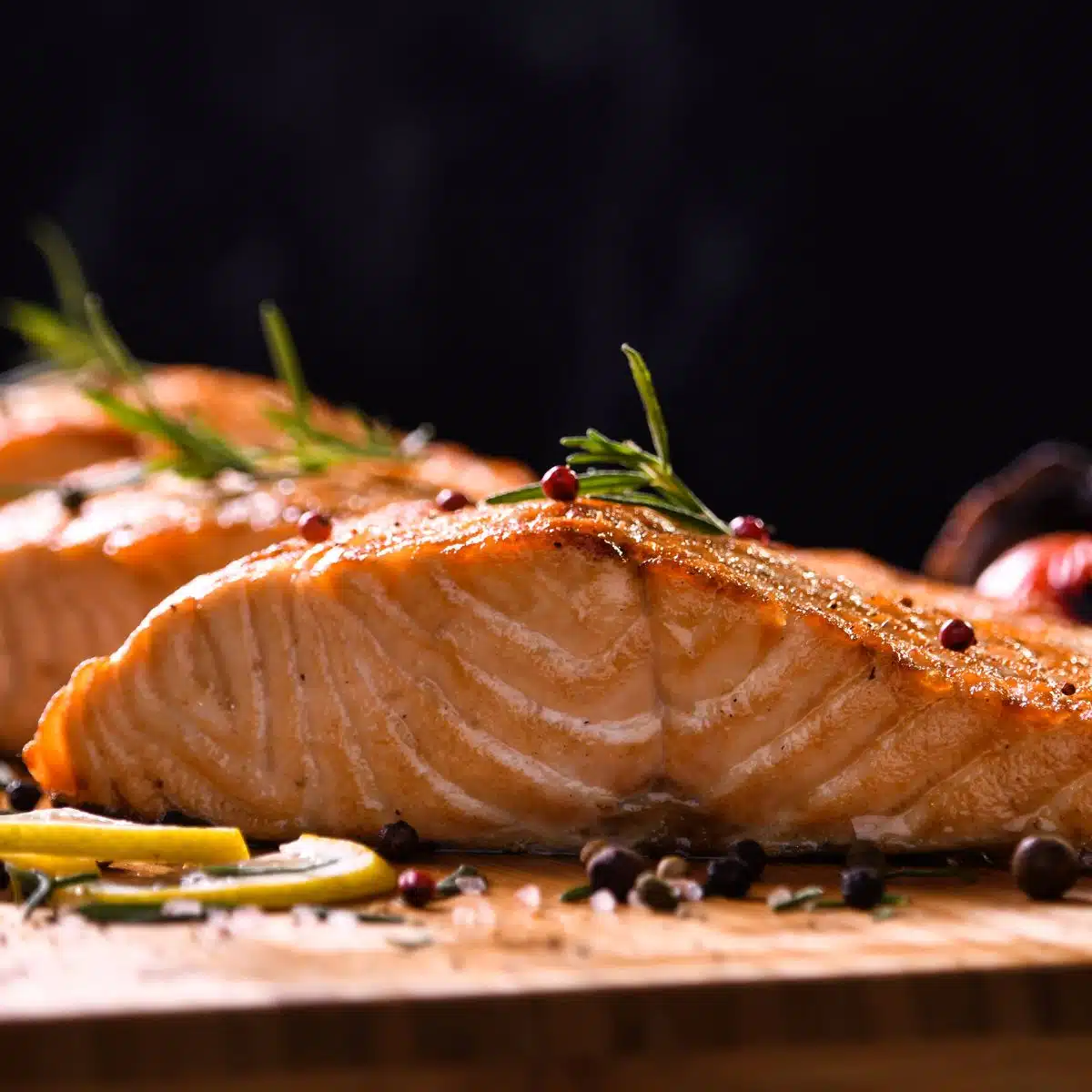 Easy salmon with orange rosemary vinaigrette dressing.