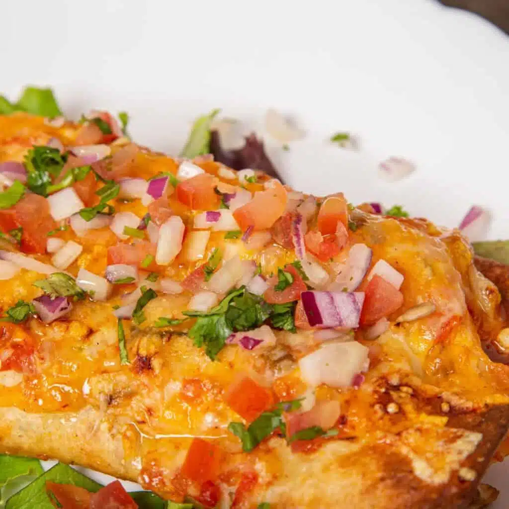 Gluten-free chicken enchilada casserole with sweet potato, which is an easy gluten free recipe for gut healing.