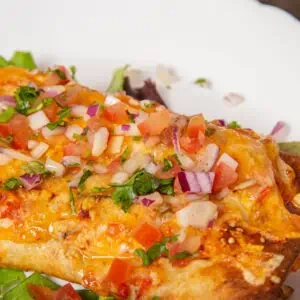 Gluten-free chicken enchilada casserole with sweet potato, which is an easy gluten free recipe for gut healing.