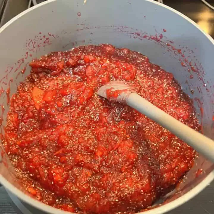 How to make cranberry apple chia seed jam recipe for the holidays.