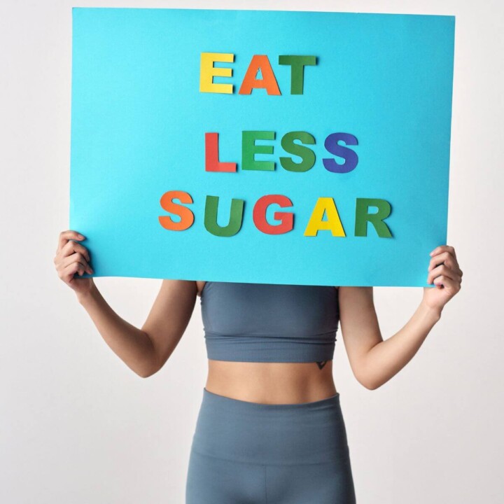 Woman eating less sugar to benefit her health.