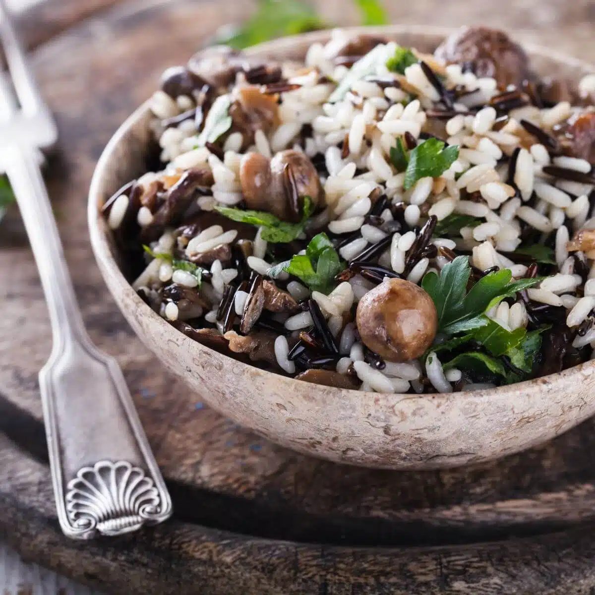 mushroom and wild rice salad