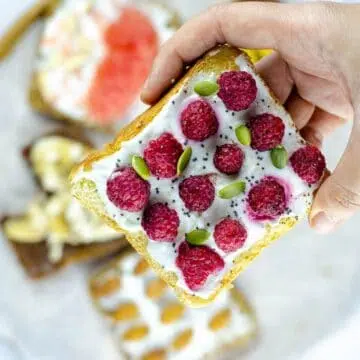 Delicious healthy raspberry yogurt toast