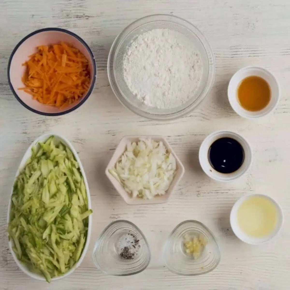 Ingredients for vegetable latke fritters