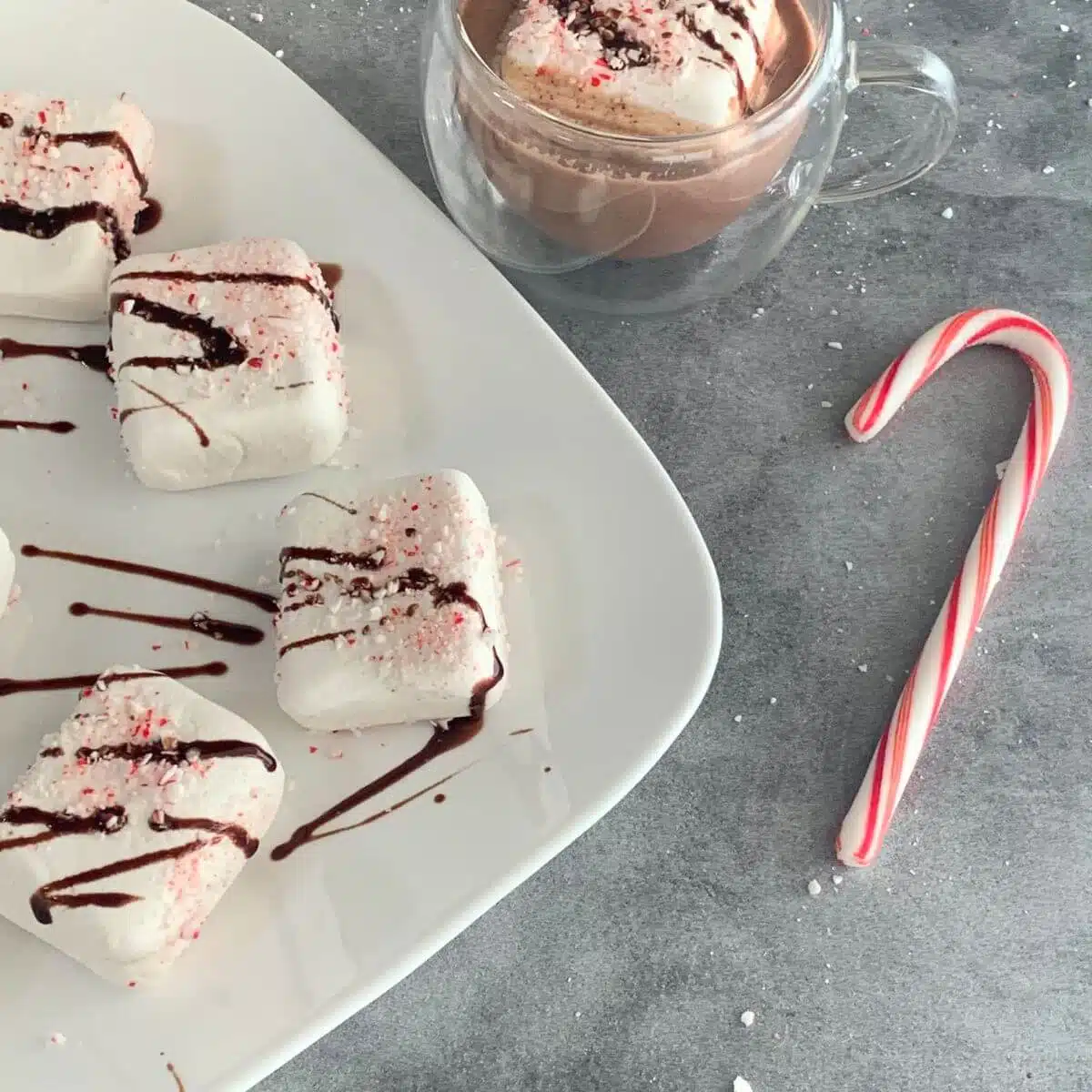 Plate of homemade peppermint marshmallows