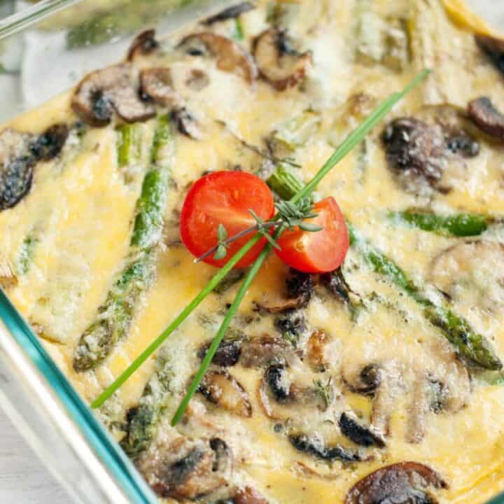 Asparagus mushroom spring vegetable frittata