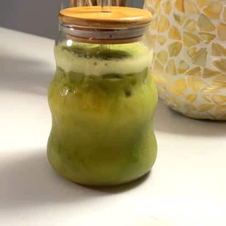 peach matcha latte