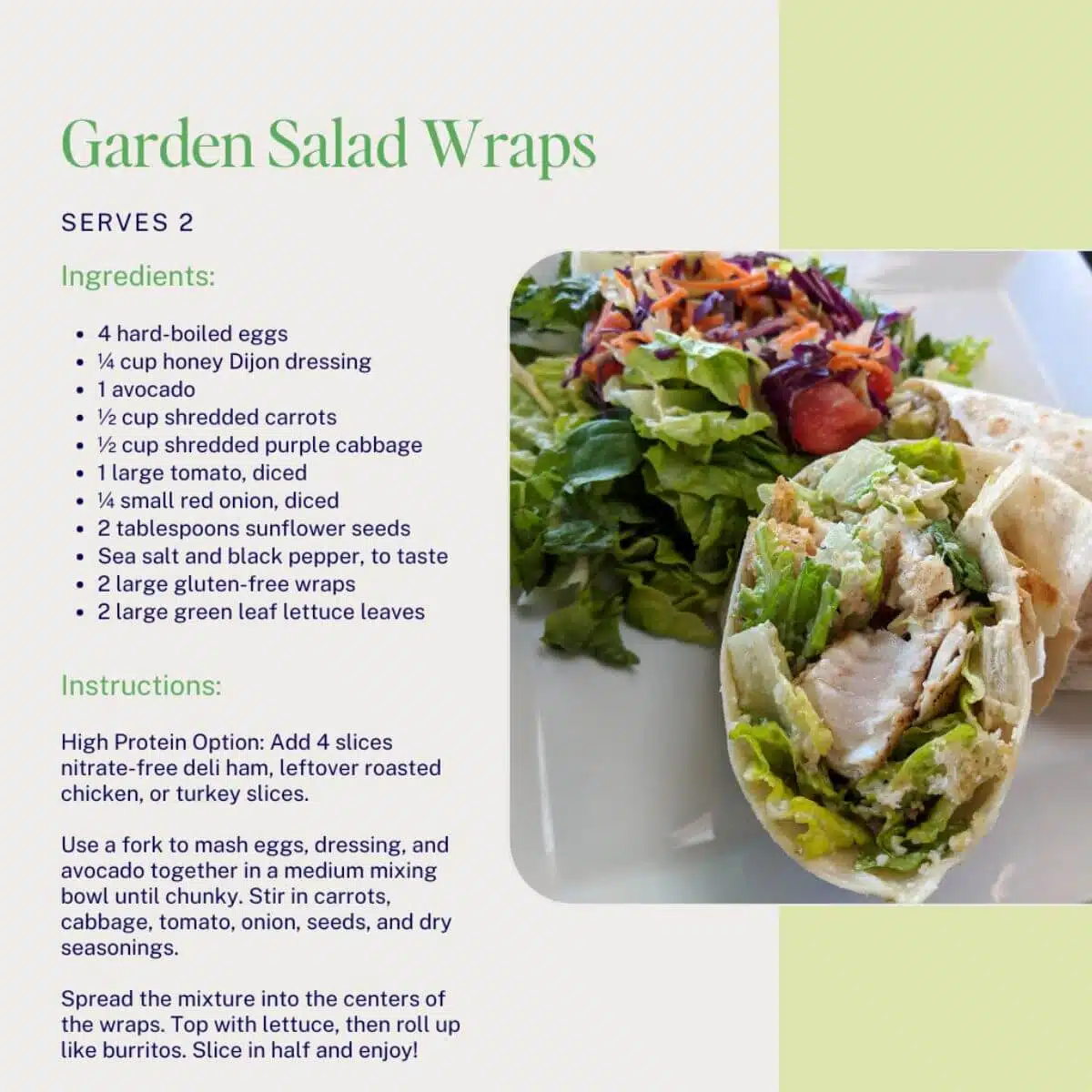 Garden salad wrap recipe card