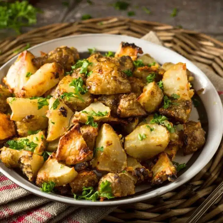homemade roasted Jerusalem artichoke sunchokes with garlic and cheese
