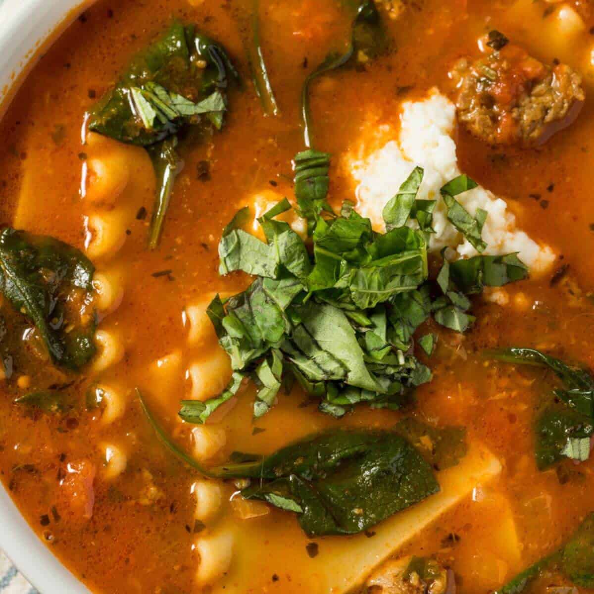 Simple & Easy One Pot Turkey Pumpkin Lasagna Soup Recipe
