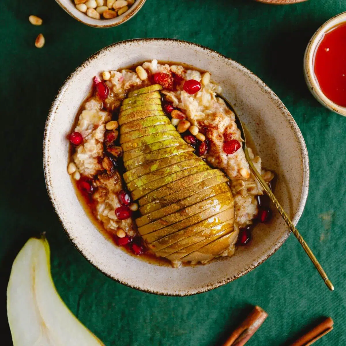 High Protein Cinnamon Pear Overnight Oats