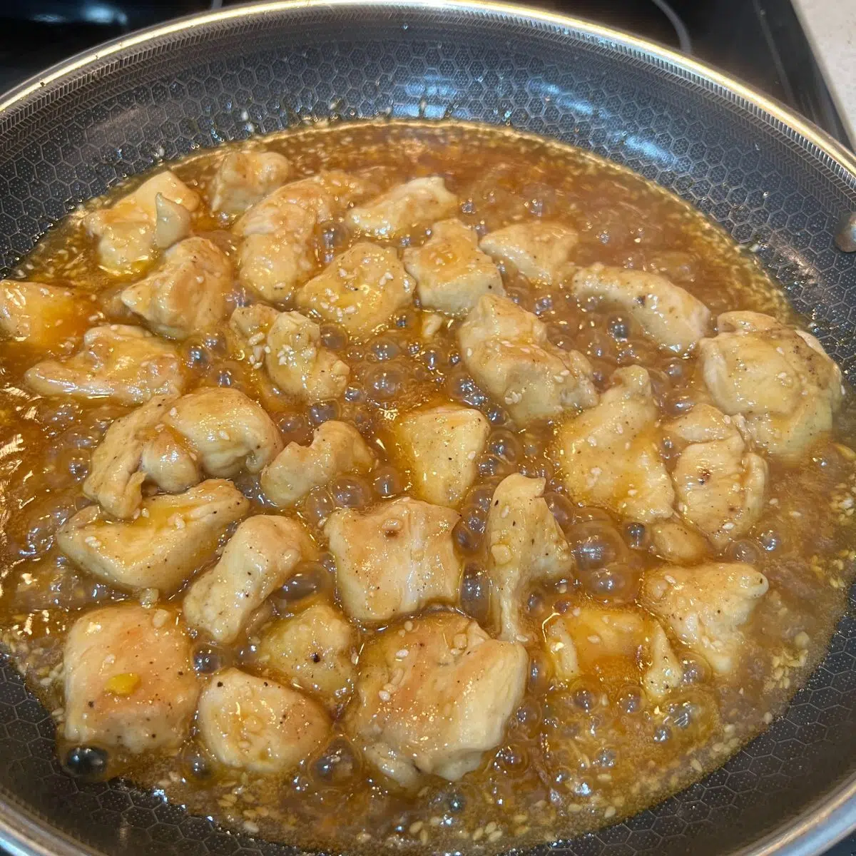 Combine the sauce and chicken. Cook for an additional 1 to 2 minutes
